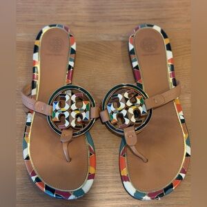 Tory Birch Women’s Multicolored Leather and Hardware Miller Sandal Slides
